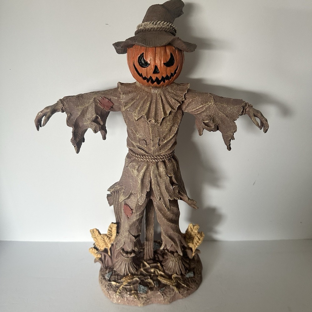 Hallows Eve Pumpkin Scarecrow Halloween Figure Jack O Lantern Harvest 17.75 Inch